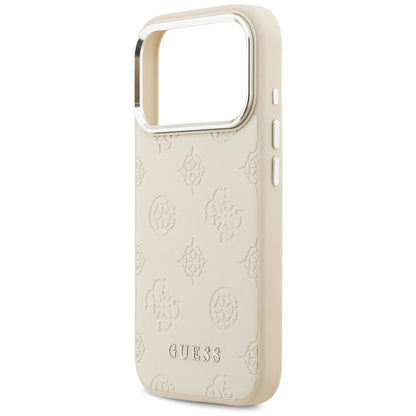 Funda MagSafe para Apple iPhone 17 Pro, Guess, Peony Hot Stamp Script, Beige
