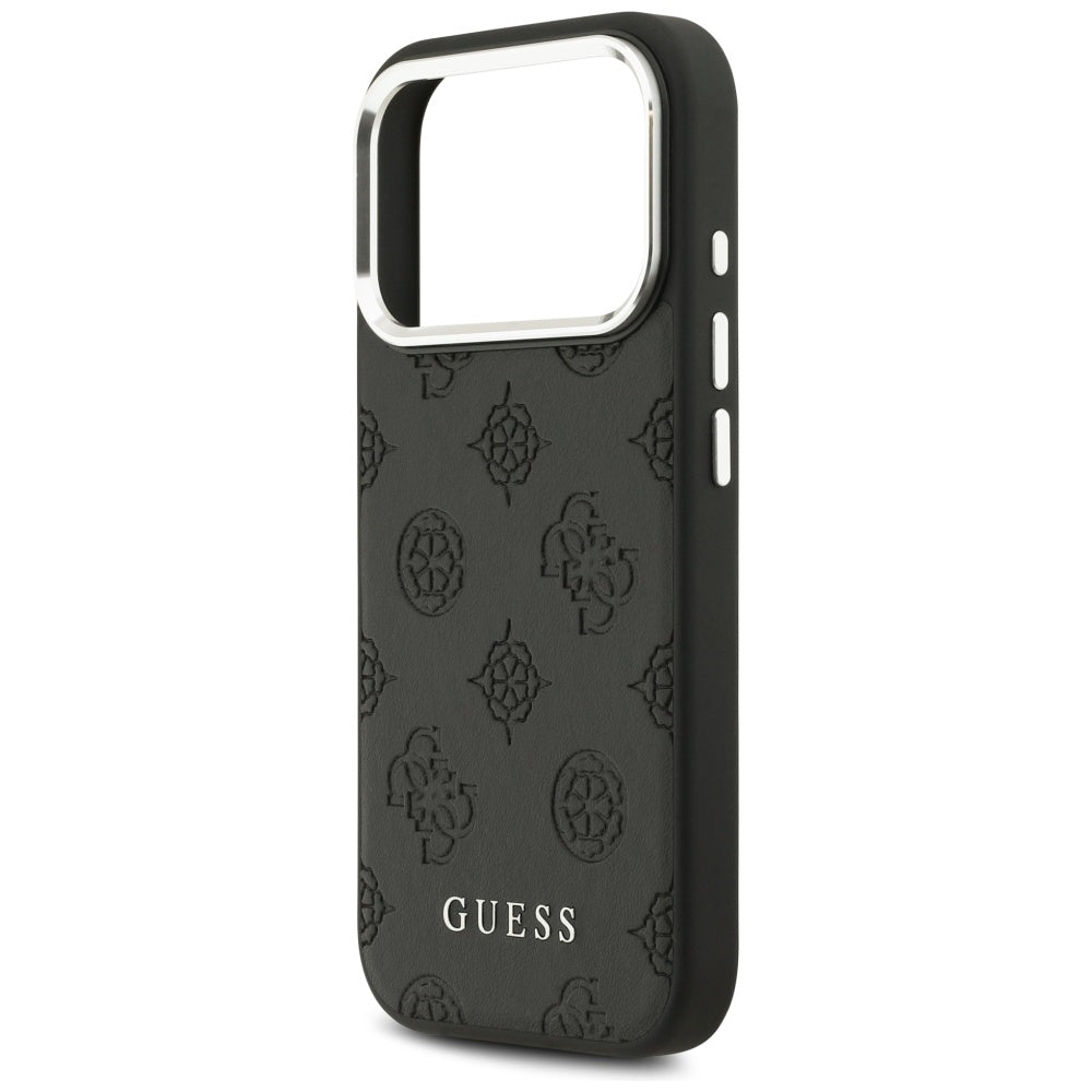 Funda MagSafe para Apple iPhone 17 Pro, Guess, Peony Hot Stamp Script, Negra