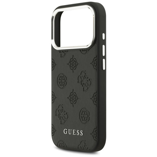 Funda MagSafe para Apple iPhone 17 Pro, Guess, Peony Hot Stamp Script, Negra