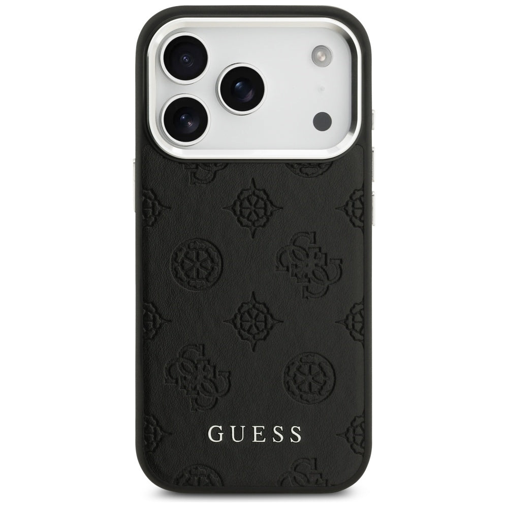 Funda MagSafe para Apple iPhone 17 Pro, Guess, Peony Hot Stamp Script, Negra
