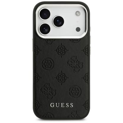 Funda MagSafe para Apple iPhone 17 Pro, Guess, Peony Hot Stamp Script, Negra