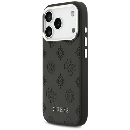 Funda MagSafe para Apple iPhone 17 Pro, Guess, Peony Hot Stamp Script, Negra