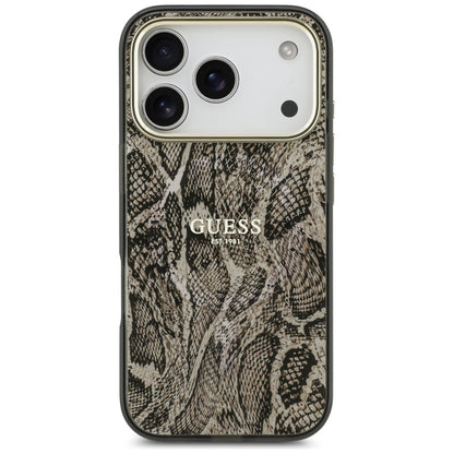 Funda MagSafe para Apple iPhone 17 Pro, Guess, Patrón Python, Marrón