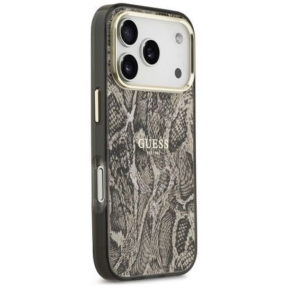 Funda MagSafe para Apple iPhone 17 Pro, Guess, Patrón Python, Marrón