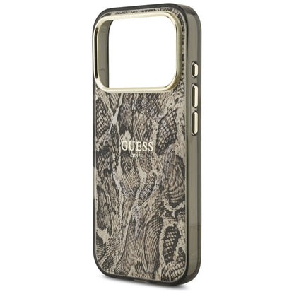 Funda MagSafe para Apple iPhone 17 Pro, Guess, Patrón Python, Marrón