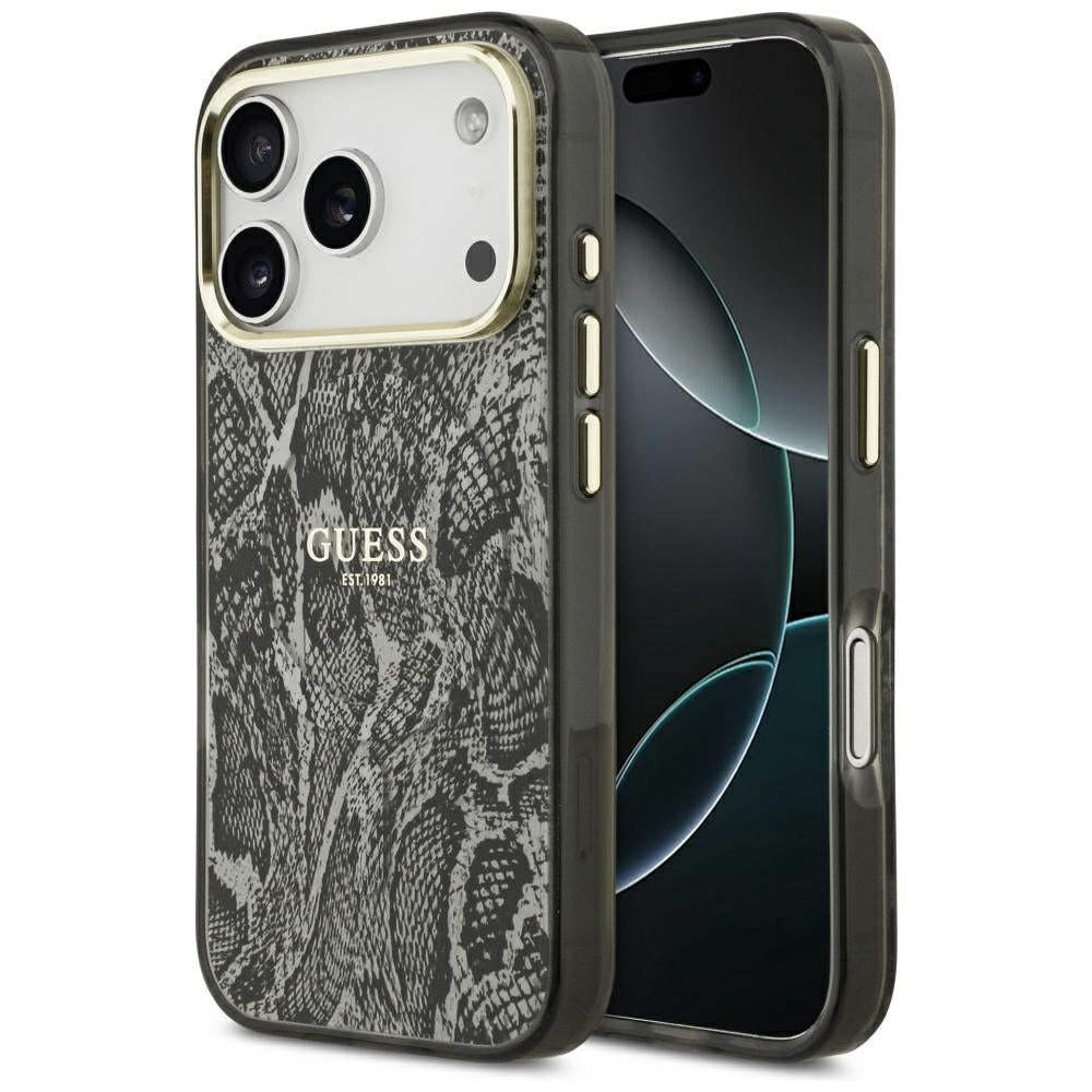 Funda MagSafe para Apple iPhone 17 Pro, Guess, Python Pattern, Negra