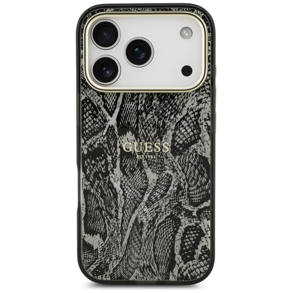 Funda MagSafe para Apple iPhone 17 Pro, Guess, Python Pattern, Negra