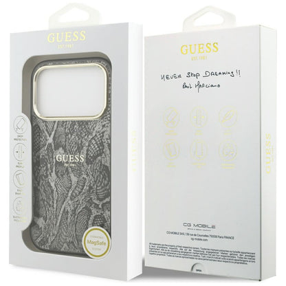 Funda MagSafe para Apple iPhone 17 Pro, Guess, Python Pattern, Negra