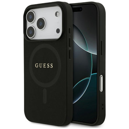 Funda MagSafe para Apple iPhone 17 Pro, Guess, Saffiano Classic Logo, Negra