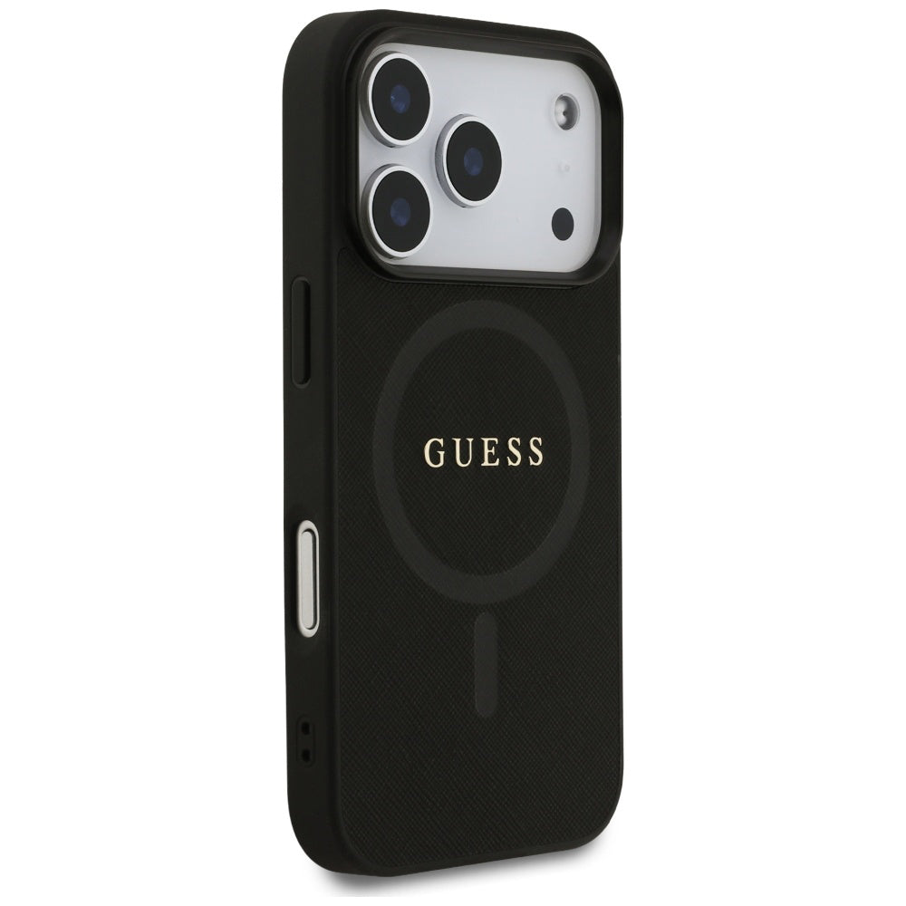 Funda MagSafe para Apple iPhone 17 Pro, Guess, Saffiano Classic Logo, Negra
