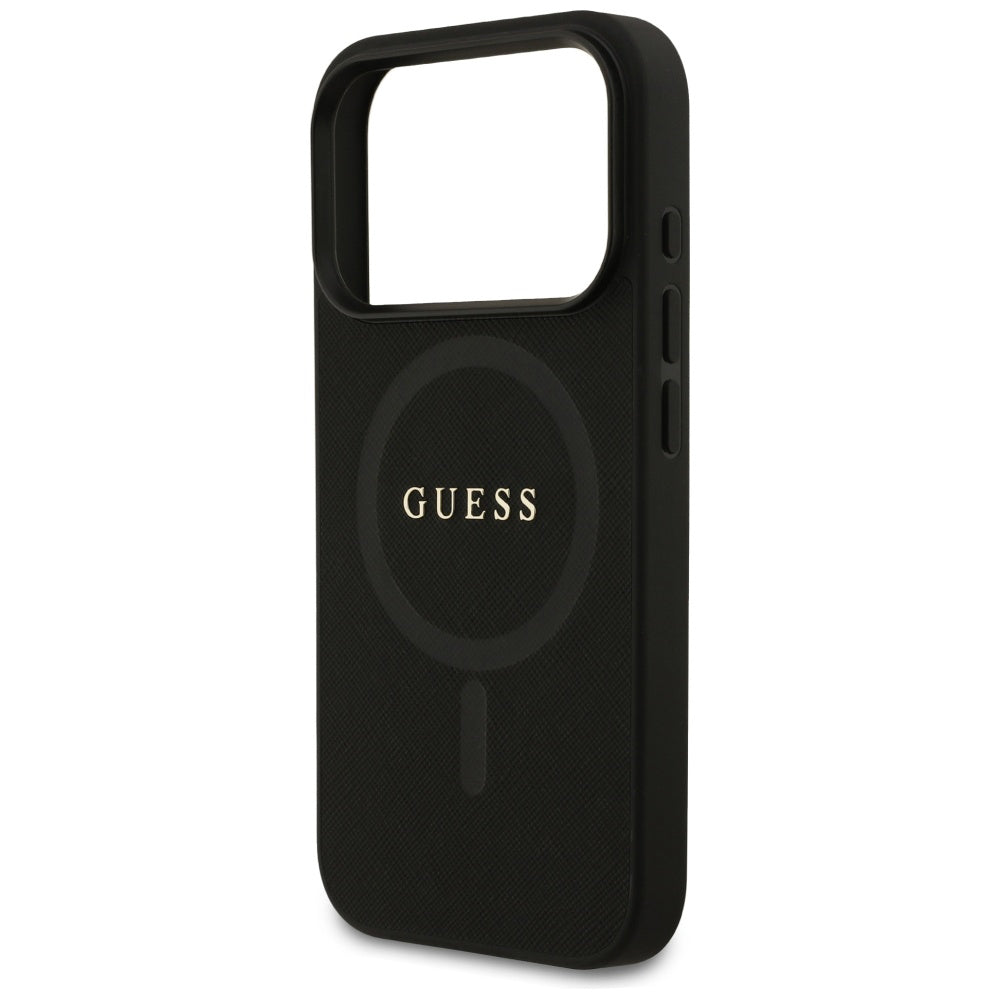 Funda MagSafe para Apple iPhone 17 Pro, Guess, Saffiano Classic Logo, Negra