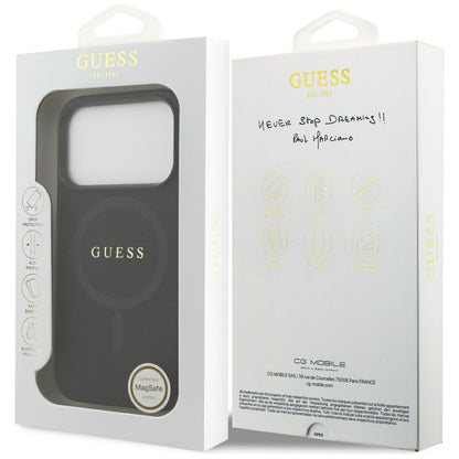 Funda MagSafe para Apple iPhone 17 Pro, Guess, Saffiano Classic Logo, Negra