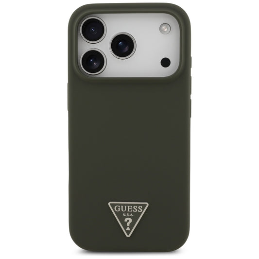 Funda MagSafe para Apple iPhone 17 Pro, Guess, Logo Triangular, Kaki