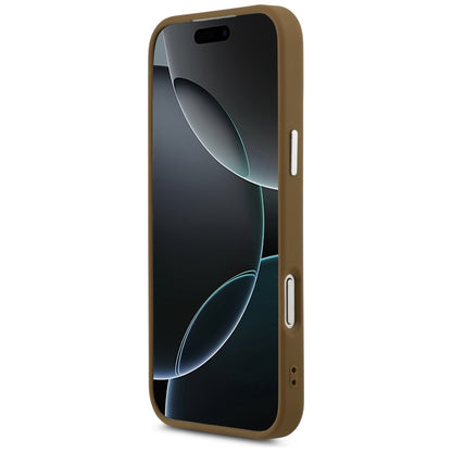 Funda MagSafe para Apple iPhone 17 Pro, Guess, Logo Triangular, Marrón Plateado