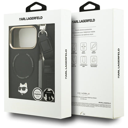 Funda MagSafe para Apple iPhone 17 Pro, Karl Lagerfeld, Big Strap Choupette Metal Logo, Negra