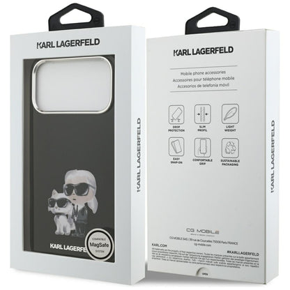 MagSafe Case for Apple iPhone 17 Pro, Karl Lagerfeld, IML Aquarelle Karl & Choupette Logo, Black