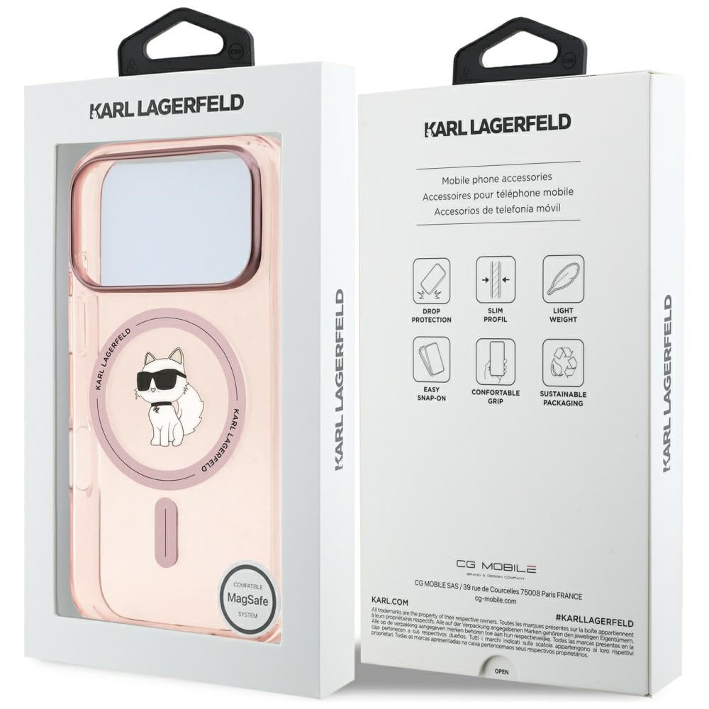 Funda MagSafe para Apple iPhone 17 Pro, Karl Lagerfeld, IML Choupette, Rosa