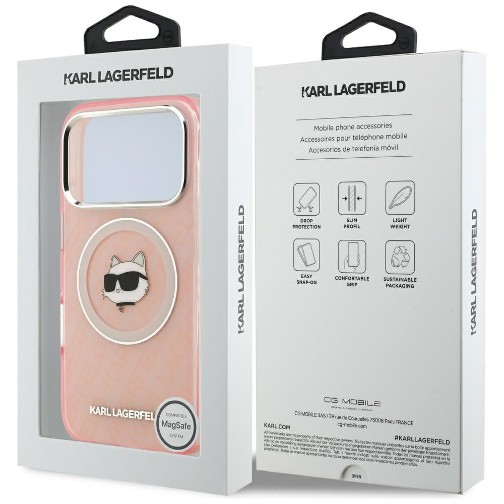 Funda MagSafe para Apple iPhone 17 Pro, Karl Lagerfeld, IML Choupette's Head, Rosa.