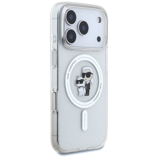 Funda MagSafe para Apple iPhone 17 Pro, Karl Lagerfeld, IML Glitter Karl & Choupette, Transparente
