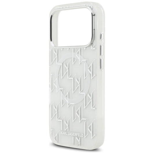 Funda MagSafe para Apple iPhone 17 Pro, Karl Lagerfeld, IML KL Monogram, Blanca