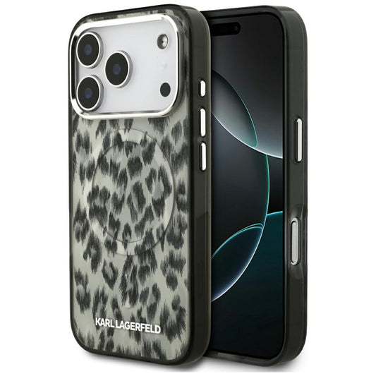 Funda MagSafe para Apple iPhone 17 Pro, Karl Lagerfeld, Patrón IML Leopard, Marrón