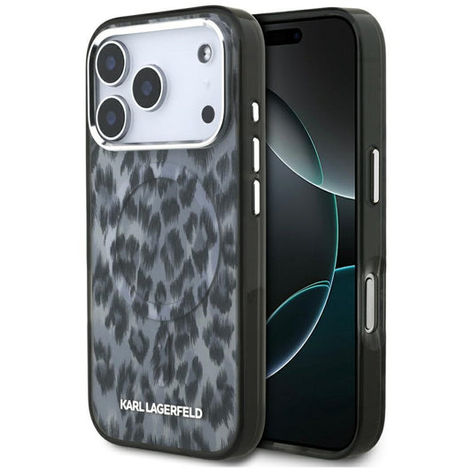 Funda MagSafe para Apple iPhone 17 Pro, Karl Lagerfeld, Patrón IML Leopard, Negra