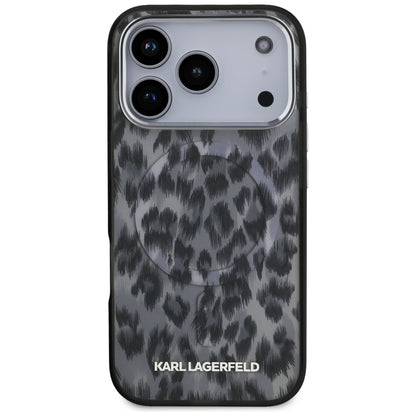 Funda MagSafe para Apple iPhone 17 Pro, Karl Lagerfeld, Patrón IML Leopard, Negra