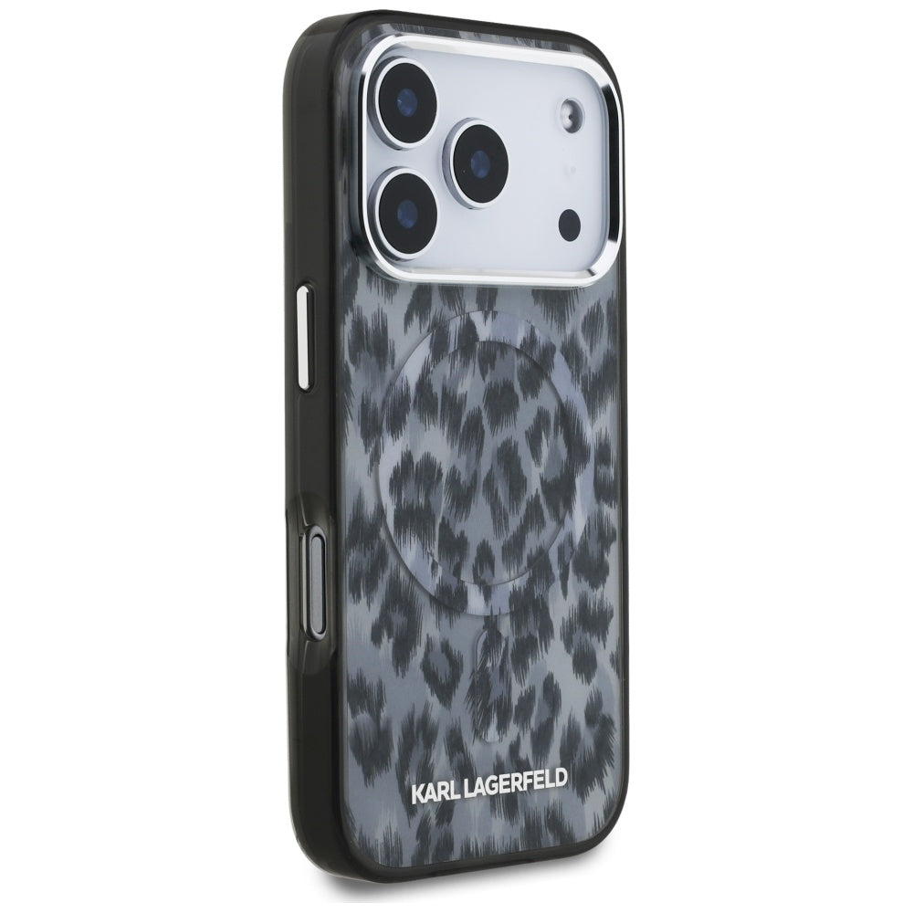 Funda MagSafe para Apple iPhone 17 Pro, Karl Lagerfeld, Patrón IML Leopard, Negra