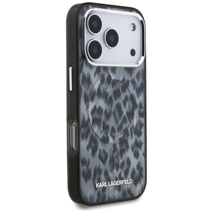 Funda MagSafe para Apple iPhone 17 Pro, Karl Lagerfeld, Patrón IML Leopard, Negra
