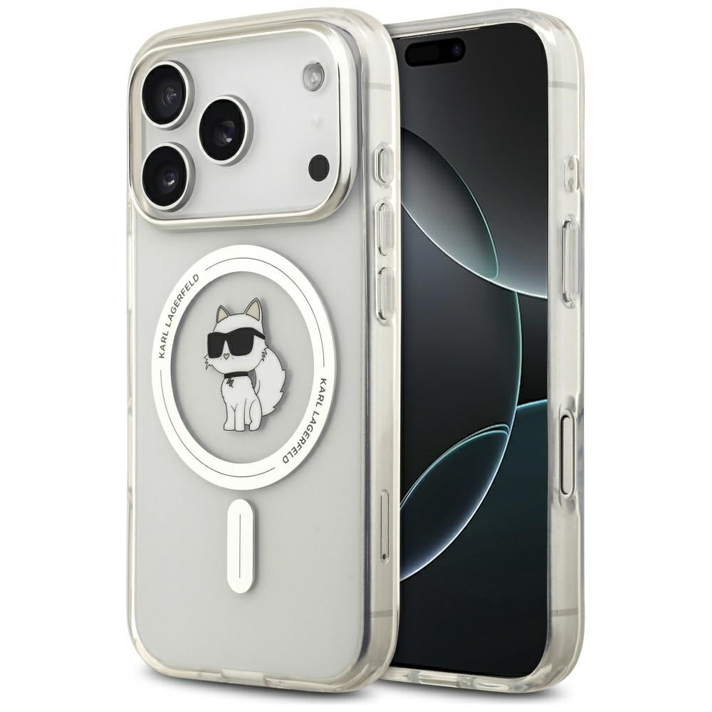 Funda MagSafe para Apple iPhone 17 Pro, Karl Lagerfeld, IML Logo Choupette, Transparente