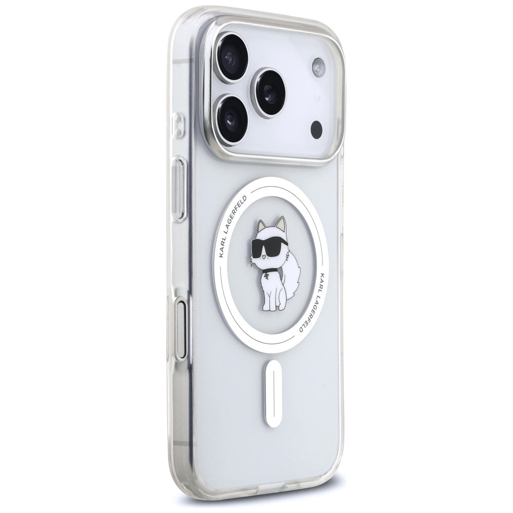 Funda MagSafe para Apple iPhone 17 Pro, Karl Lagerfeld, IML Logo Choupette, Transparente
