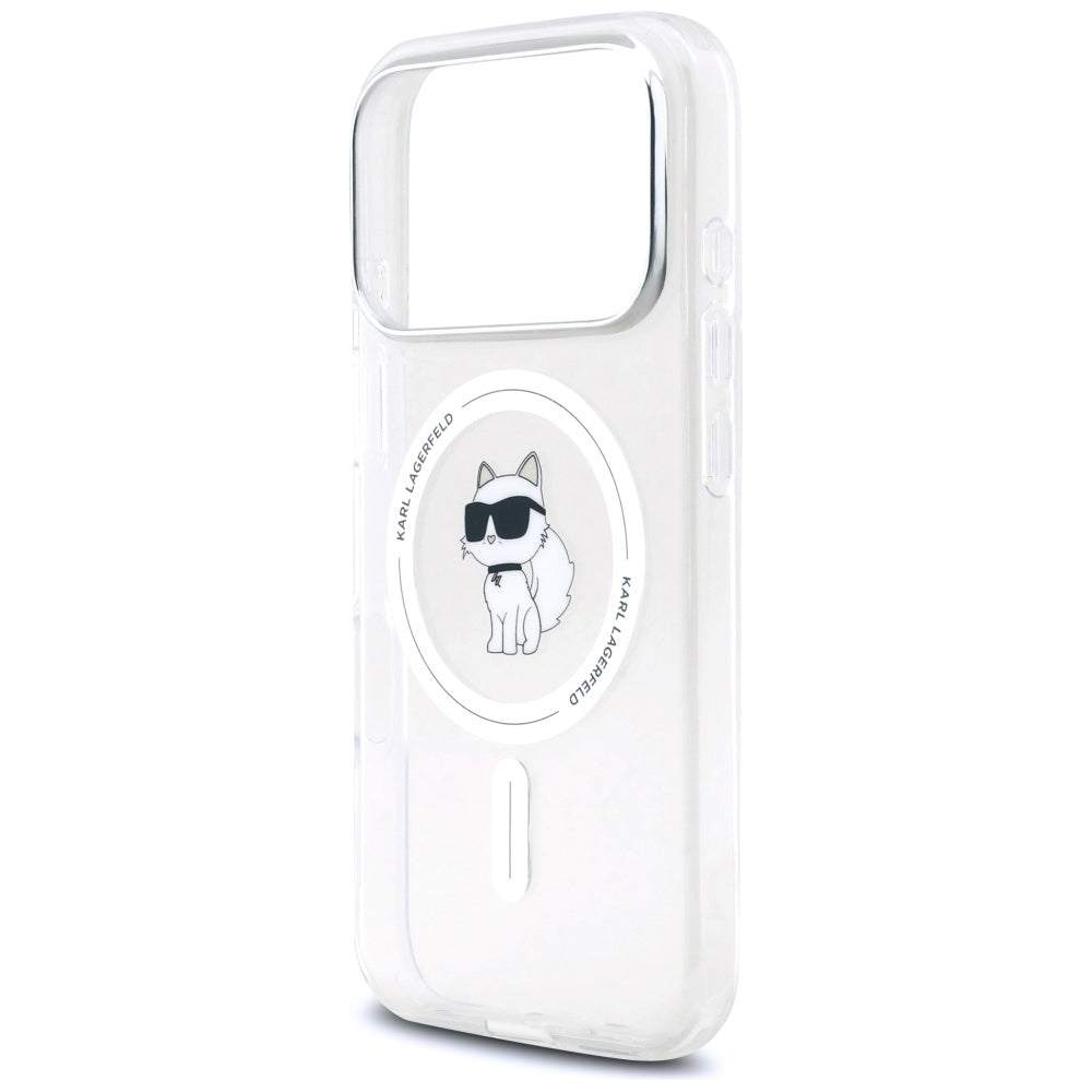 Funda MagSafe para Apple iPhone 17 Pro, Karl Lagerfeld, IML Logo Choupette, Transparente