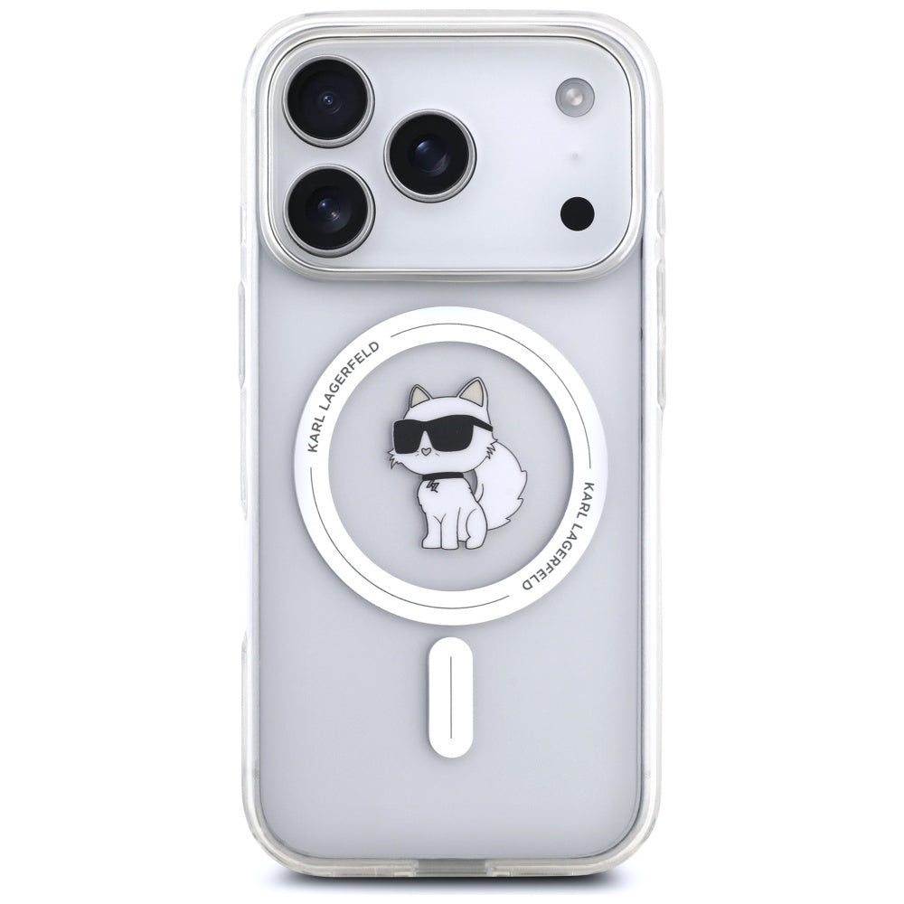 Funda MagSafe para Apple iPhone 17 Pro, Karl Lagerfeld, IML Logo Choupette, Transparente
