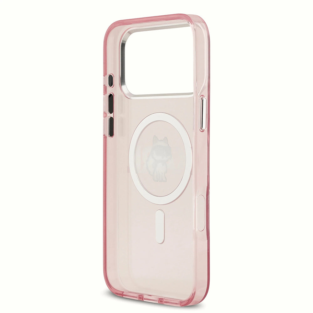 Funda MagSafe para Apple iPhone 17 Pro, Karl Lagerfeld, IML Sketch Logo Choupette, Rosa.