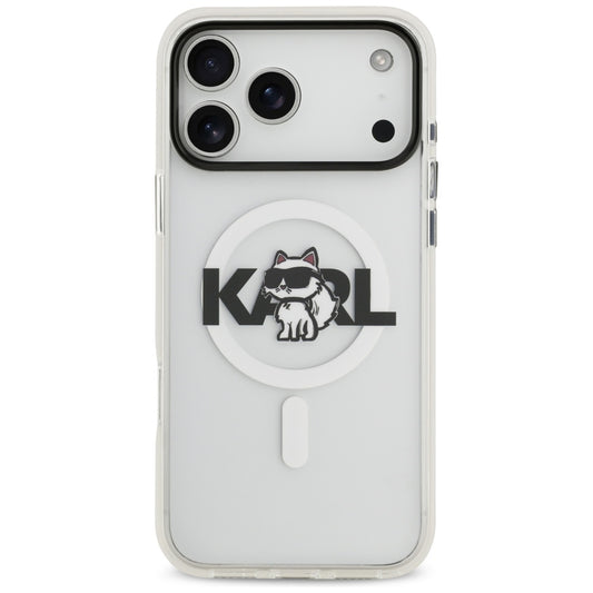 Funda MagSafe para Apple iPhone 17 Pro, Karl Lagerfeld, IML Sketch Logo Choupette, Transparente