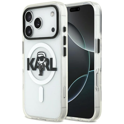 Funda MagSafe para Apple iPhone 17 Pro, Karl Lagerfeld, IML Sketch Logo Karl, Transparente