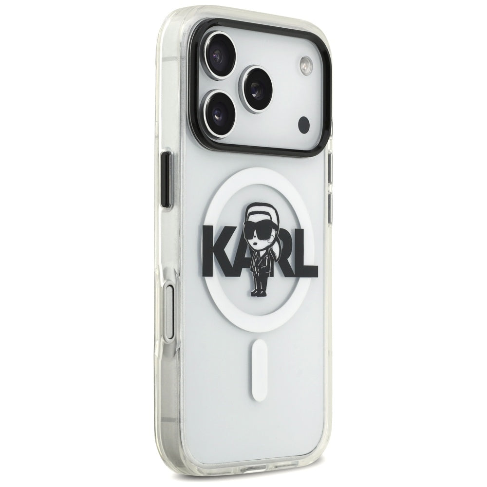 Funda MagSafe para Apple iPhone 17 Pro, Karl Lagerfeld, IML Sketch Logo Karl, Transparente