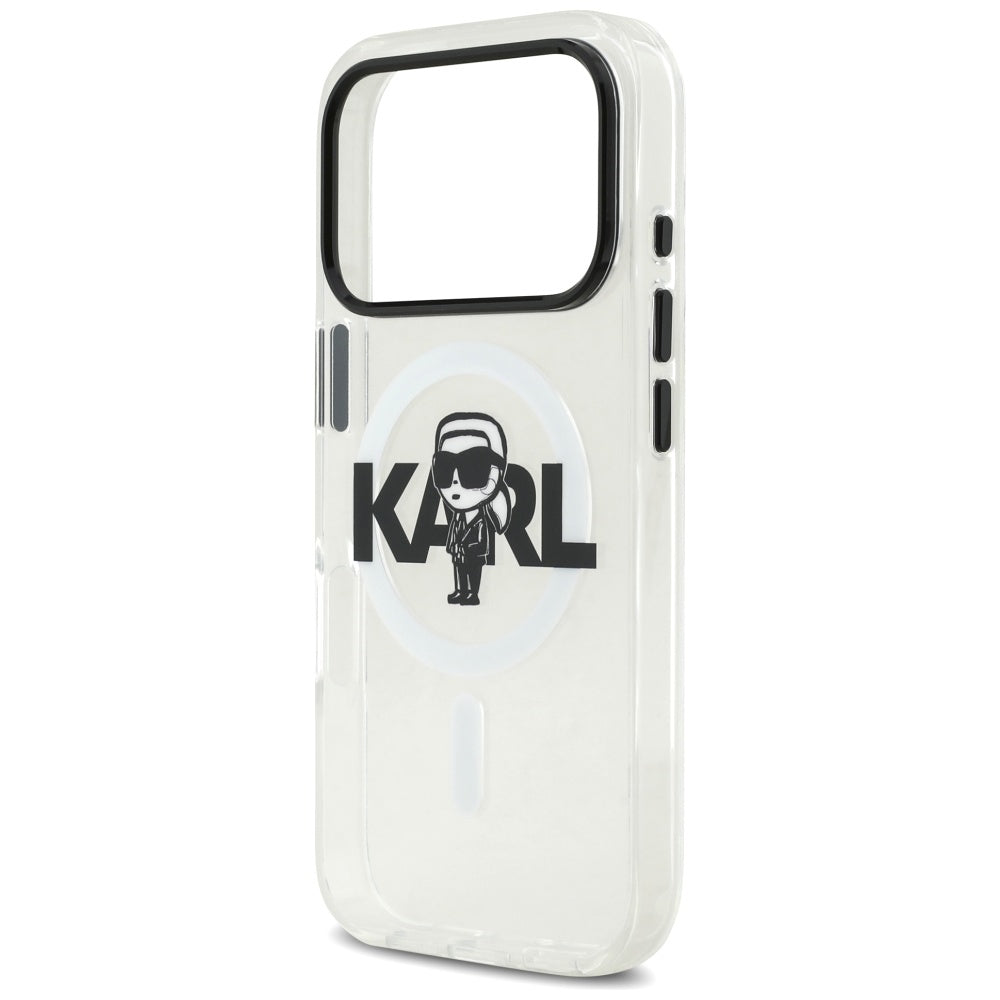 Funda MagSafe para Apple iPhone 17 Pro, Karl Lagerfeld, IML Sketch Logo Karl, Transparente