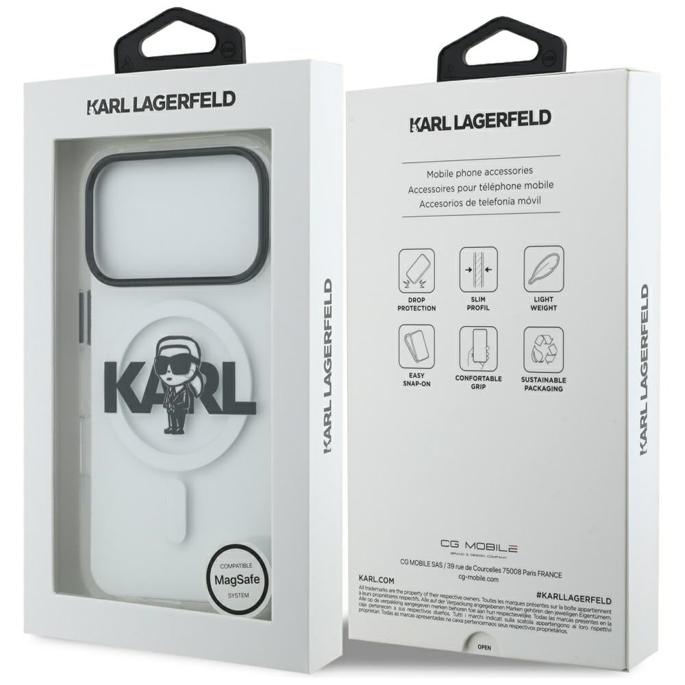 Funda MagSafe para Apple iPhone 17 Pro, Karl Lagerfeld, IML Sketch Logo Karl, Transparente
