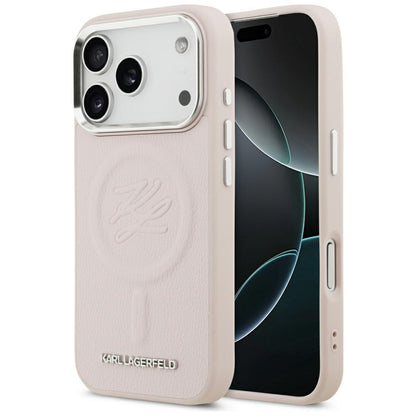 Funda MagSafe para Apple iPhone 17 Pro, Karl Lagerfeld, Initial & Metal Logo, Rosa
