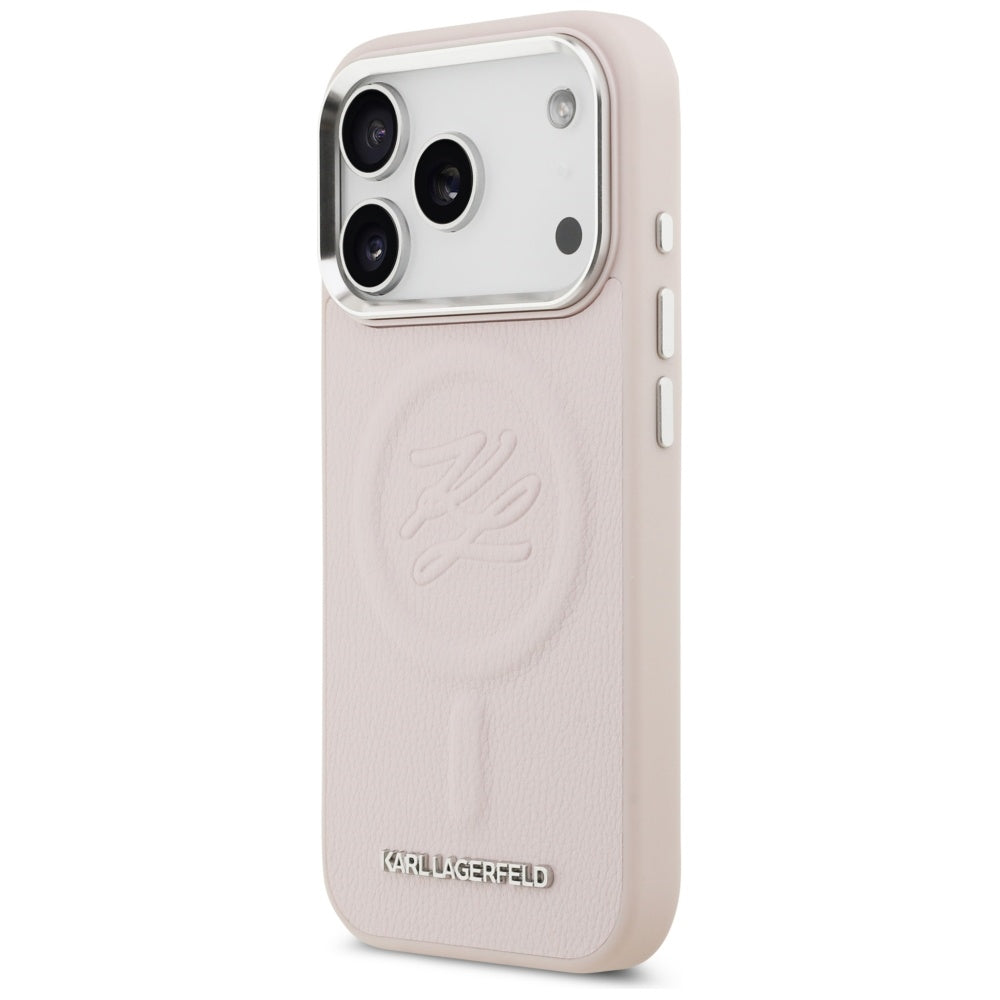 Funda MagSafe para Apple iPhone 17 Pro, Karl Lagerfeld, Initial & Metal Logo, Rosa