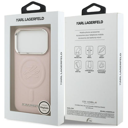 Funda MagSafe para Apple iPhone 17 Pro, Karl Lagerfeld, Initial & Metal Logo, Rosa