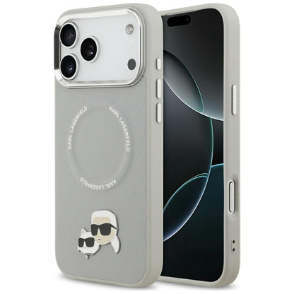Funda MagSafe para Apple iPhone 17 Pro, Karl Lagerfeld, Karl & Choupette Pins, Gris
