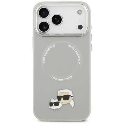 Funda MagSafe para Apple iPhone 17 Pro, Karl Lagerfeld, Karl & Choupette Pins, Gris