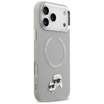 Funda MagSafe para Apple iPhone 17 Pro, Karl Lagerfeld, Karl & Choupette Pins, Gris