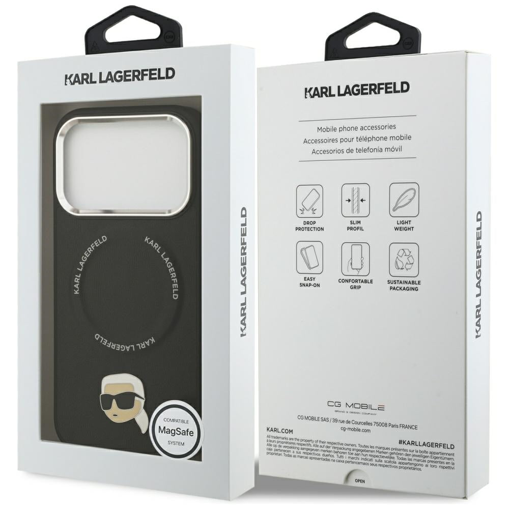 Funda MagSafe para Apple iPhone 17 Pro, Karl Lagerfeld, Karl Pin, Negra
