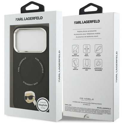 Funda MagSafe para Apple iPhone 17 Pro, Karl Lagerfeld, Karl Pin, Negra