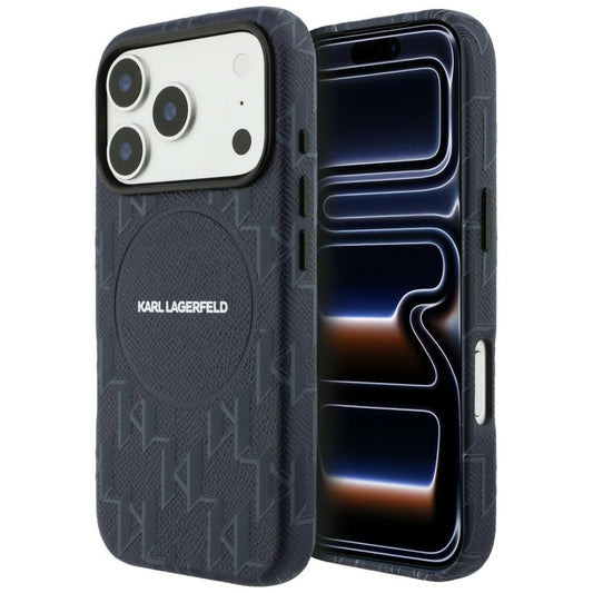 Funda MagSafe para Apple iPhone 17 Pro, Karl Lagerfeld, Logo KL Monogram, Azul