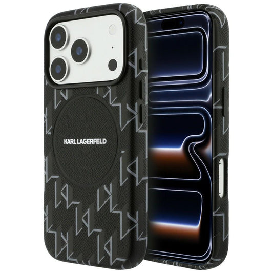 Funda MagSafe para Apple iPhone 17 Pro, Karl Lagerfeld, Logo KL Monogram, Negra