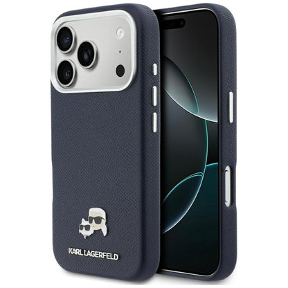 Funda MagSafe para Apple iPhone 17 Pro, Karl Lagerfeld, Saffiano Karl & Choupette Pins, Azul